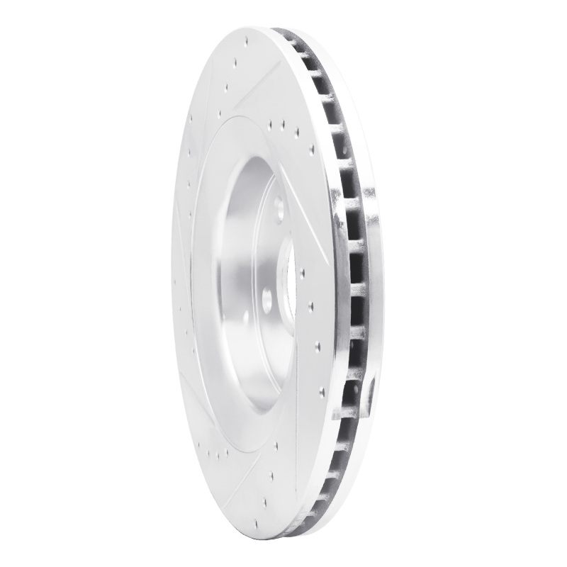 Jeep Grand Cherokee Brake Rotor (1) - Front Right - R1 Concepts - Drilled & Slotted - Silver - `06-`10